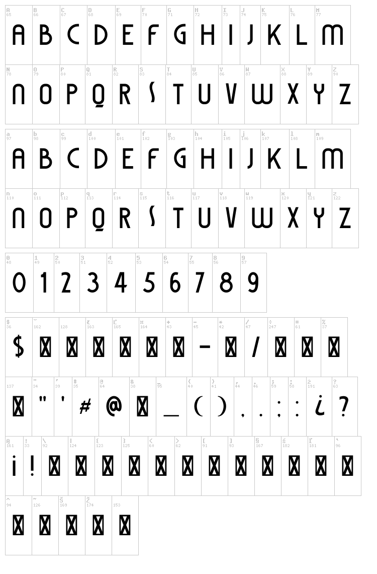 DK Coliseu font map